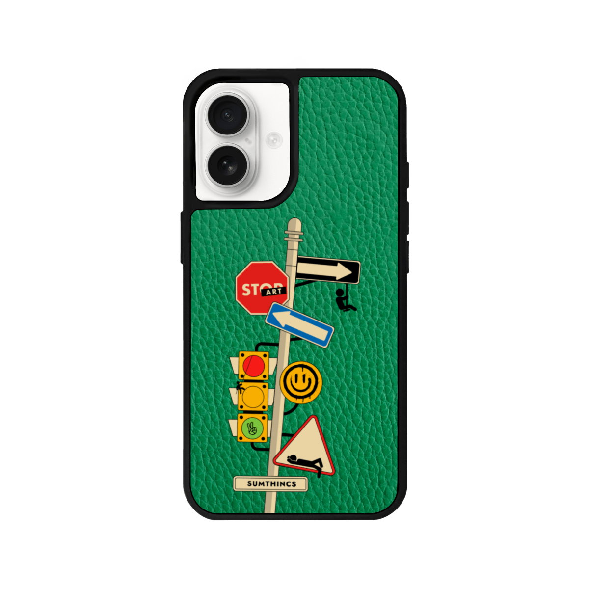 iPhone 16 Plus Crossroad Leather Vegan Deri Telefon Kılıfı Yeşil - SUMTHINCS