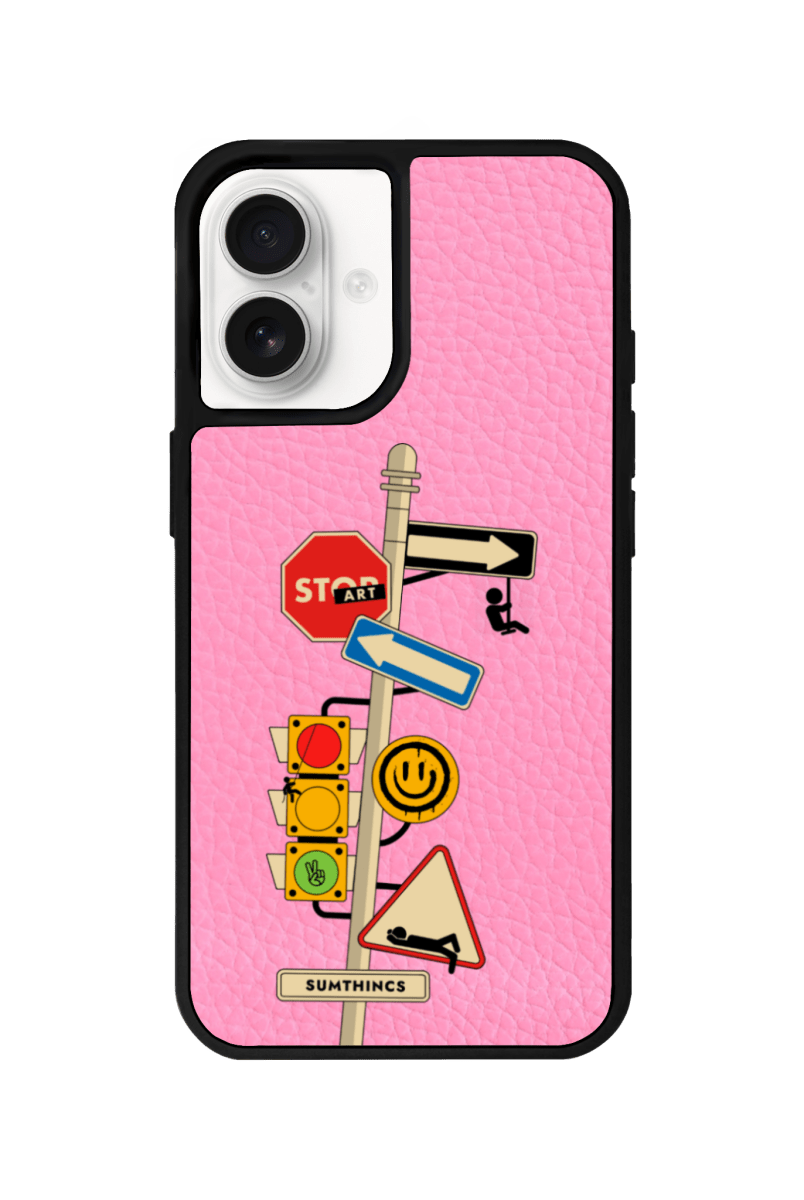iPhone 16 Plus Crossroad Leather Vegan Deri Telefon Kılıfı Pembe - SUMTHINCS