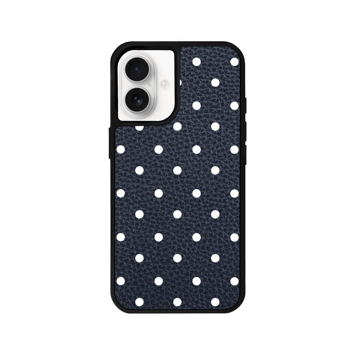 iPhone 16 Plus Polka Dot Leather Deri Telefon Kılıfı Pasifik Mavi - SUMTHINCS