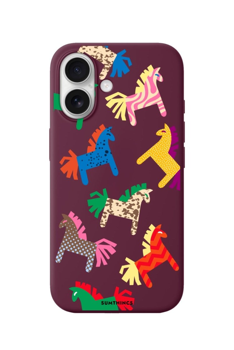 iPhone 16 Plus Ponies Premium Telefon Kılıfı Bordo - SUMTHINCS