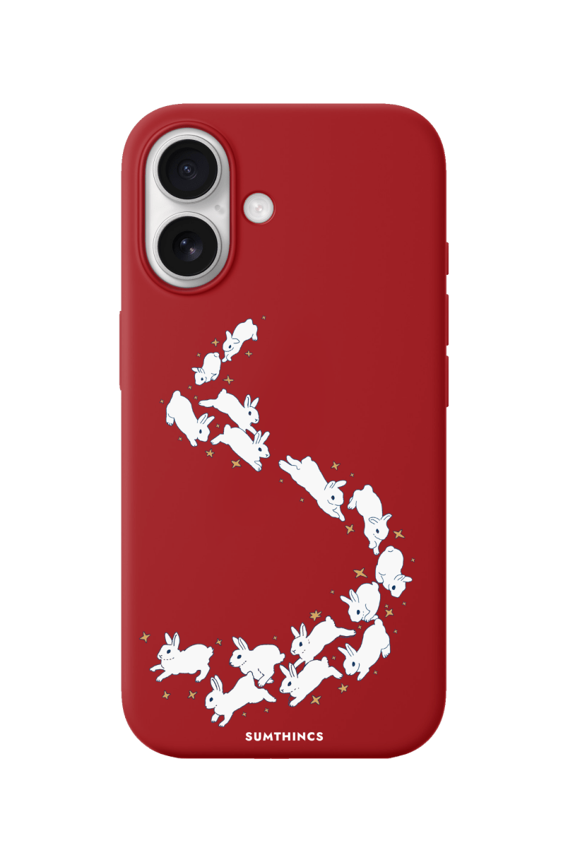 iPhone 16 Plus Starry Bunnies Premium Telefon Kılıfı Kırmızı - SUMTHINCS