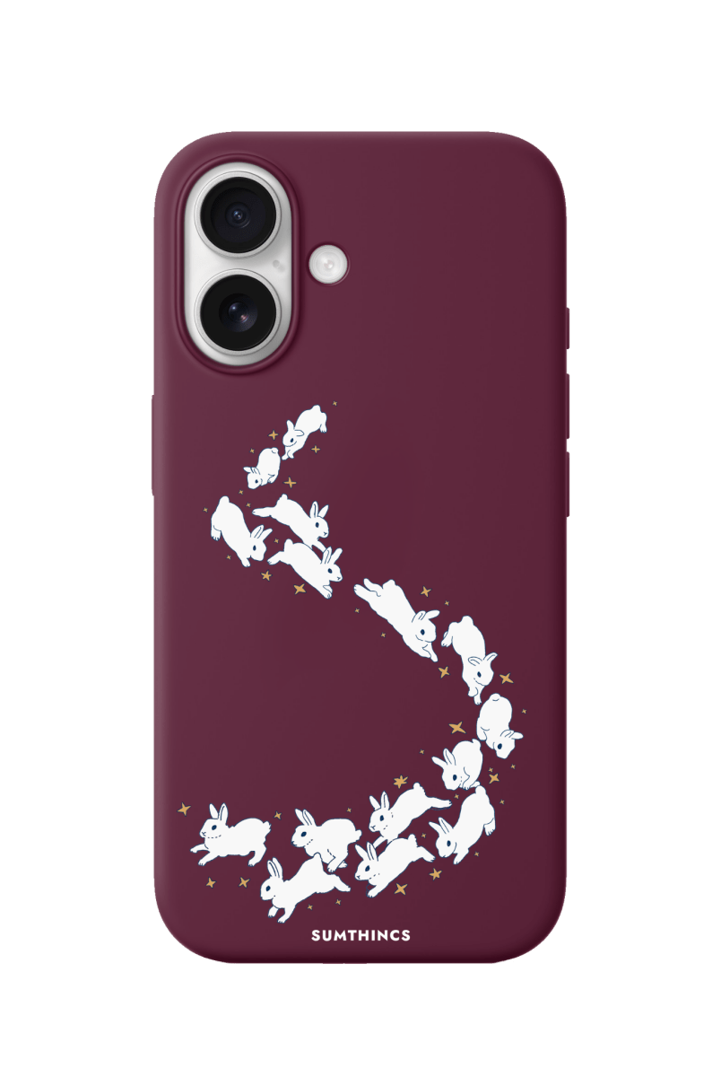 iPhone 16 Plus Starry Bunnies Premium Telefon Kılıfı Bordo - SUMTHINCS