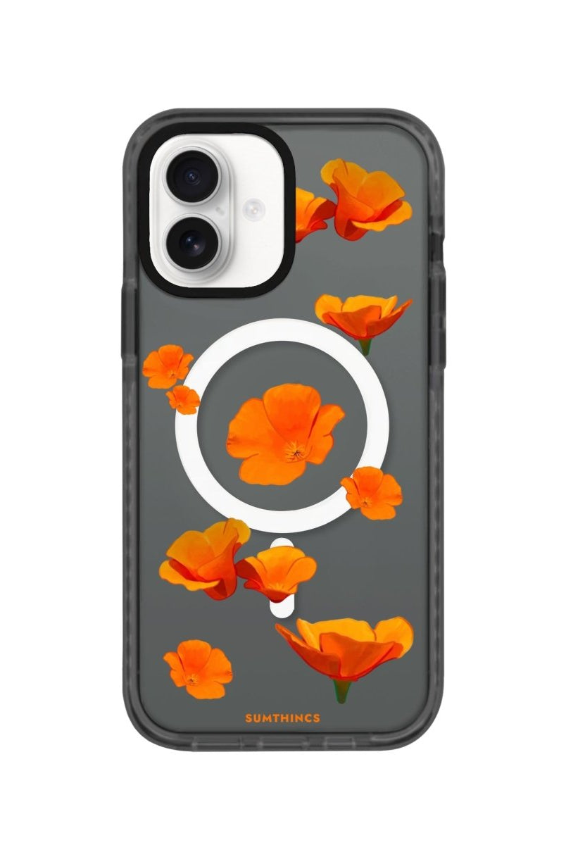 iPhone 16 Poppies Magsafe Procase Şeffaf Telefon Kılıfı Antrasit - SUMTHINCS