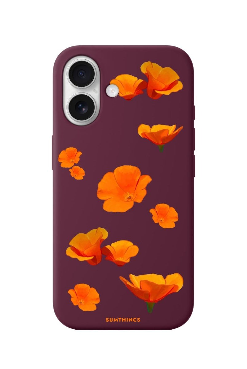iPhone 16 Poppies Premium Telefon Kılıfı Bordo - SUMTHINCS