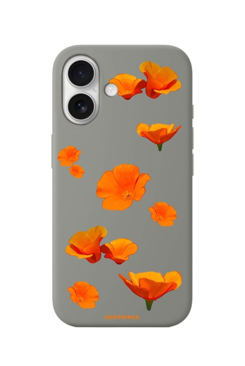 iPhone 16 Poppies Premium Telefon Kılıfı Gri - SUMTHINCS
