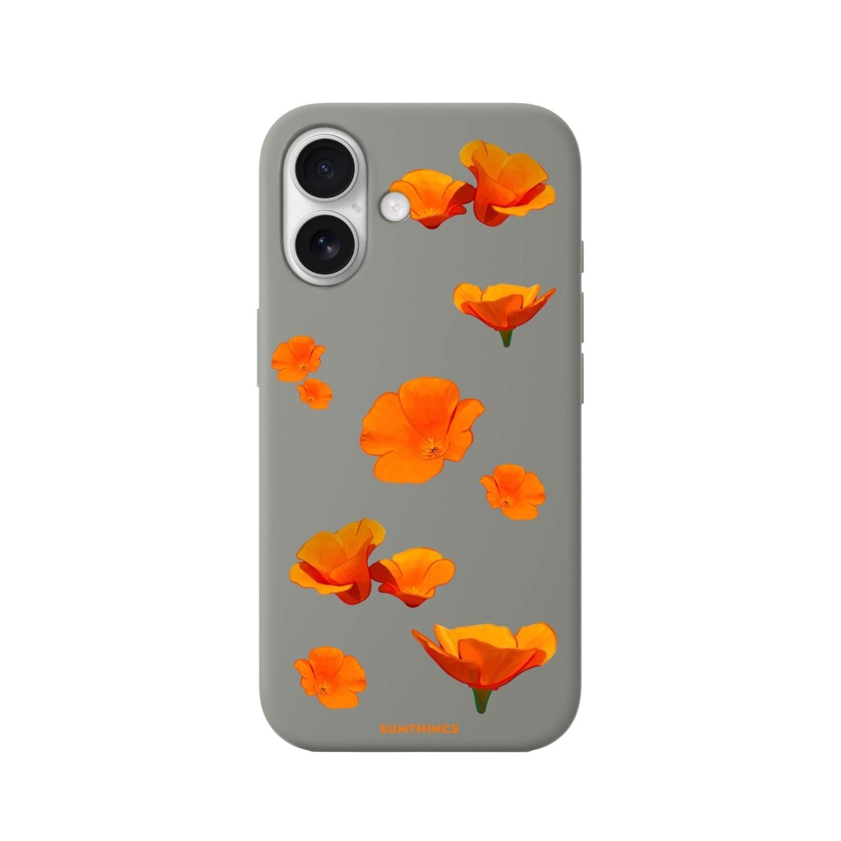 iPhone 16 Poppies Premium Telefon Kılıfı Gri - SUMTHINCS