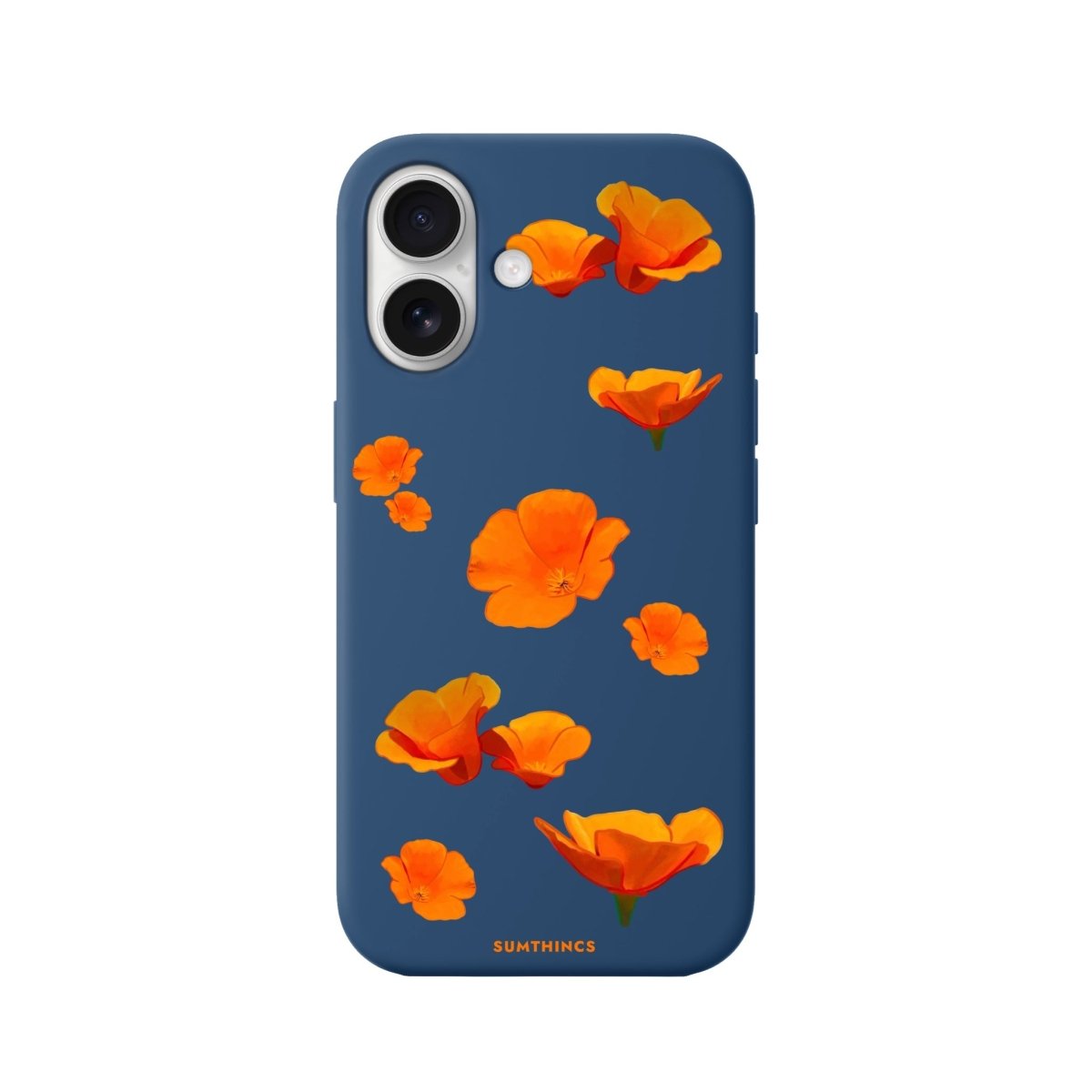 iPhone 16 Poppies Premium Telefon Kılıfı Pasifik Mavi - SUMTHINCS