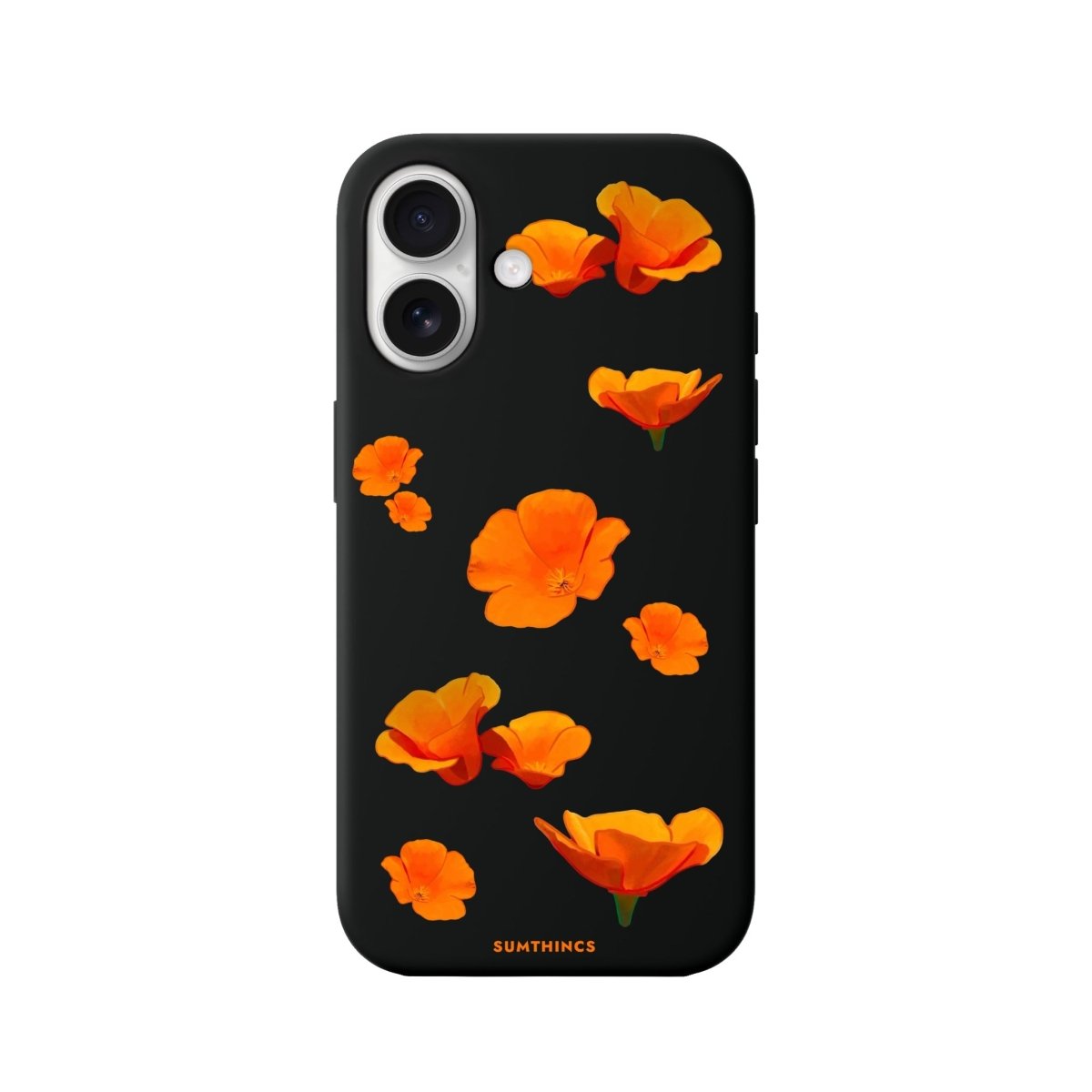 iPhone 16 Poppies Premium Telefon Kılıfı Siyah - SUMTHINCS