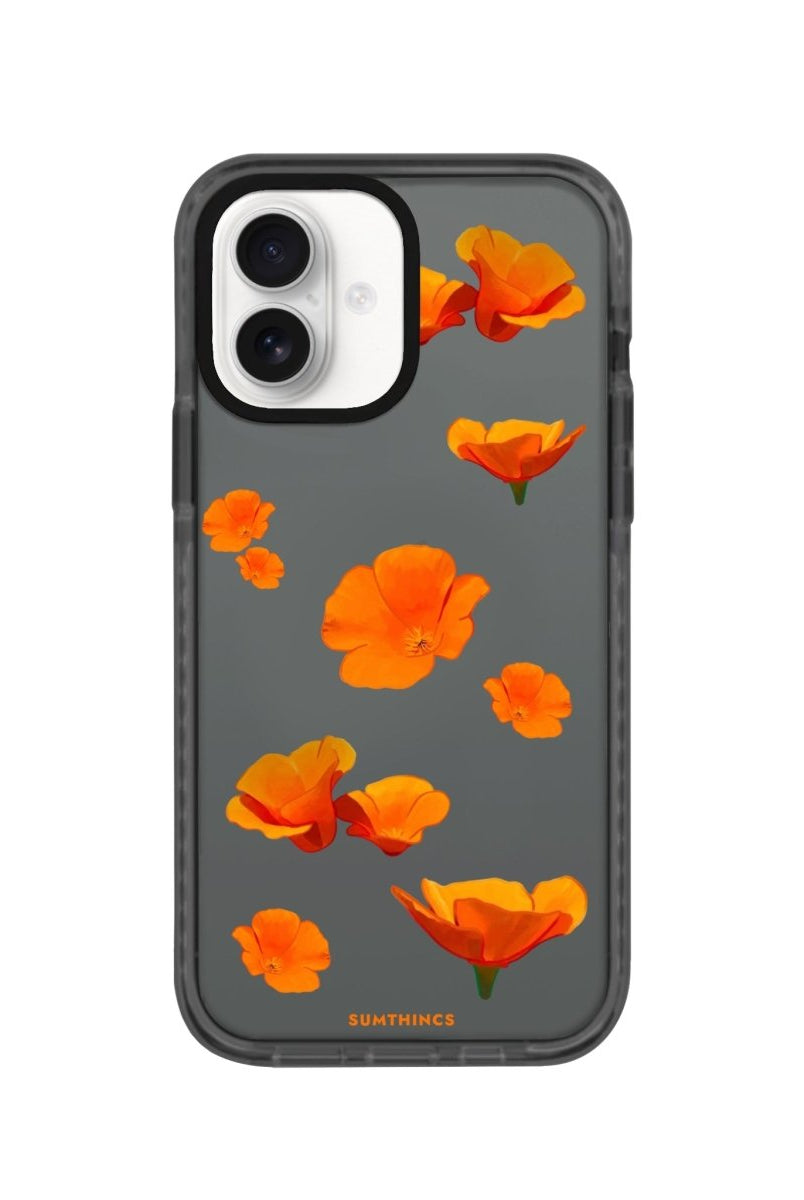 iPhone 16 Poppies Procase Şeffaf Telefon Kılıfı Antrasit - SUMTHINCS