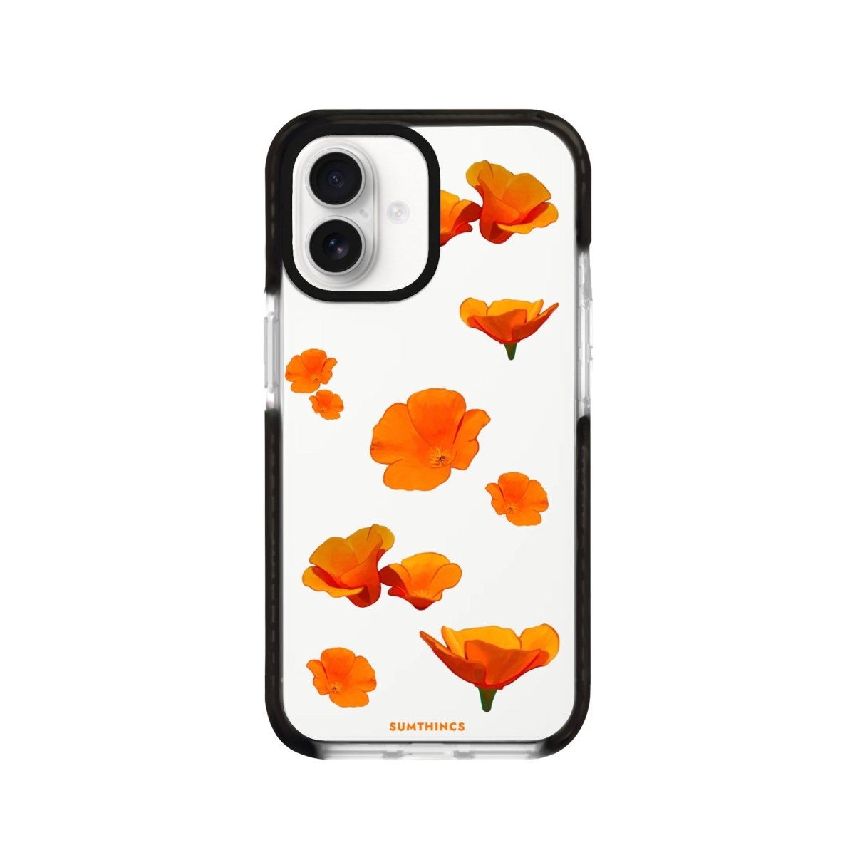 iPhone 16 Poppies Procase Şeffaf Telefon Kılıfı Siyah Şeffaf - SUMTHINCS