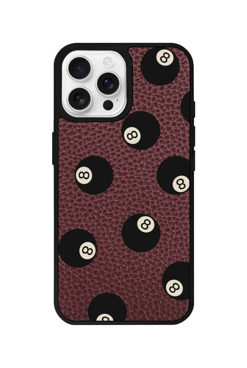 iPhone 16 Pro 8Ball Leather Vegan Deri Telefon Kılıfı Bordo - SUMTHINCS