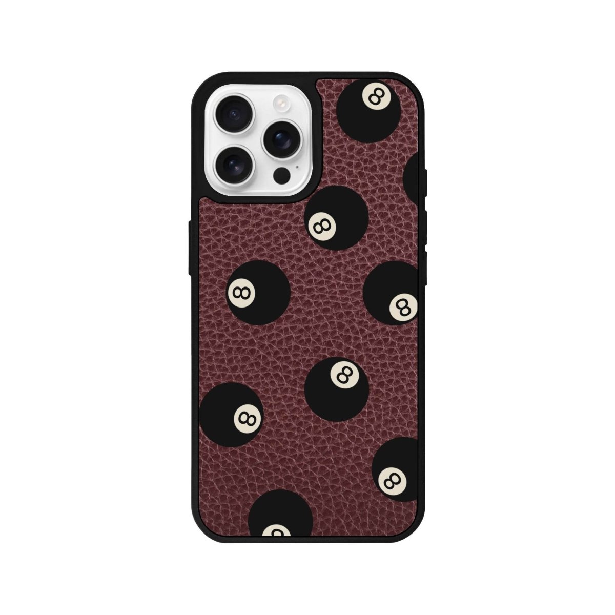 iPhone 16 Pro 8Ball Leather Vegan Deri Telefon Kılıfı Bordo - SUMTHINCS