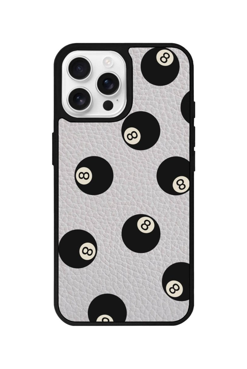 iPhone 16 Pro 8Ball Leather Vegan Deri Telefon Kılıfı Gri - SUMTHINCS