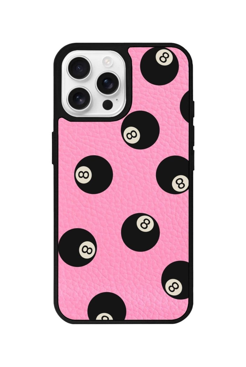 iPhone 16 Pro 8Ball Leather Vegan Deri Telefon Kılıfı Pembe - SUMTHINCS