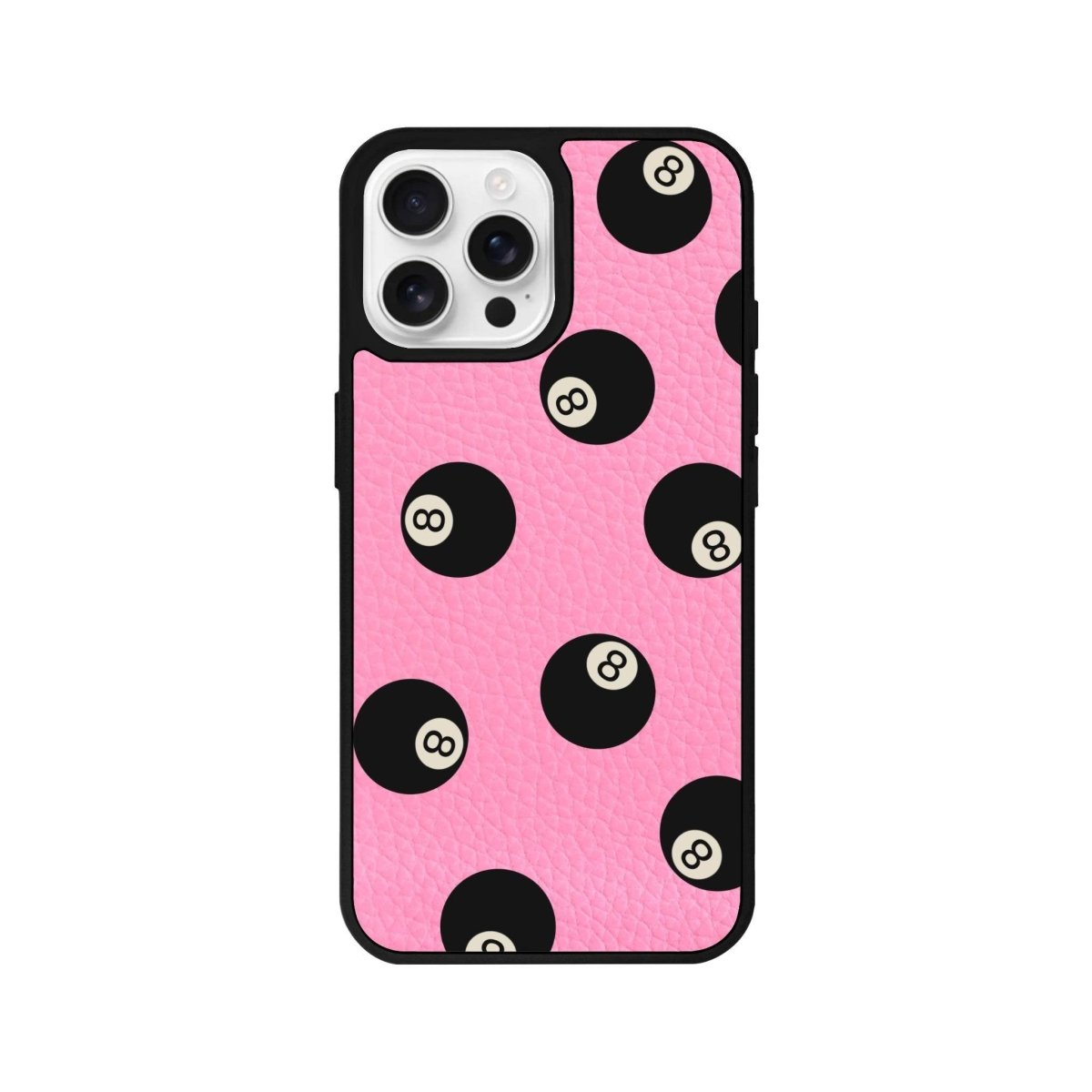 iPhone 16 Pro 8Ball Leather Vegan Deri Telefon Kılıfı Pembe - SUMTHINCS