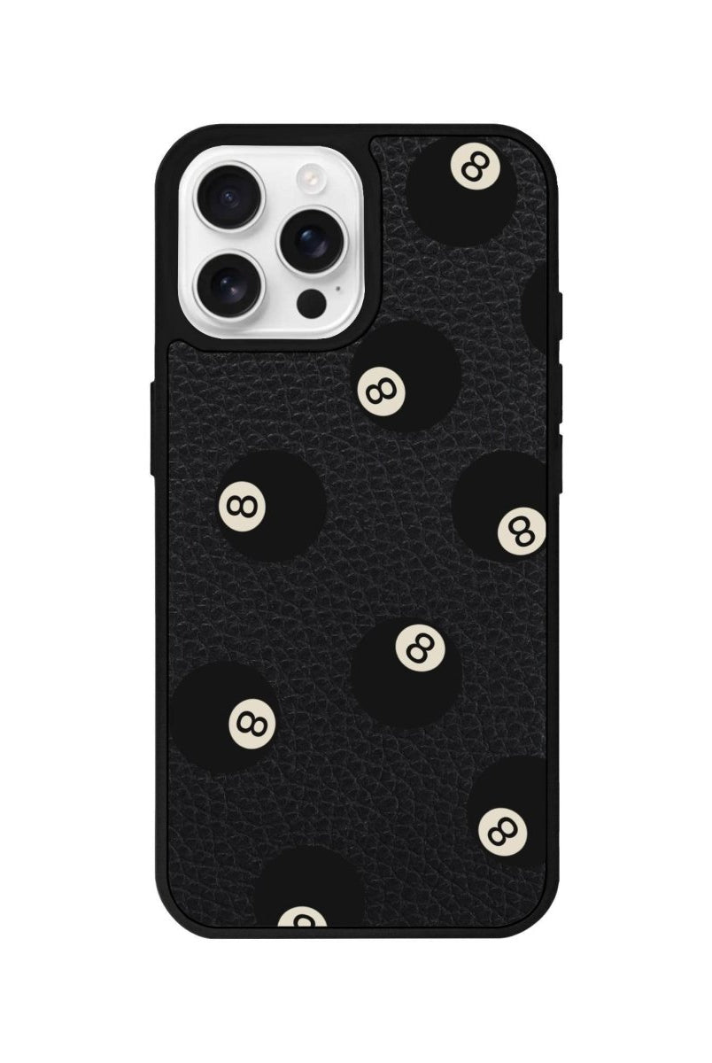 iPhone 16 Pro 8Ball Leather Vegan Deri Telefon Kılıfı Siyah - SUMTHINCS