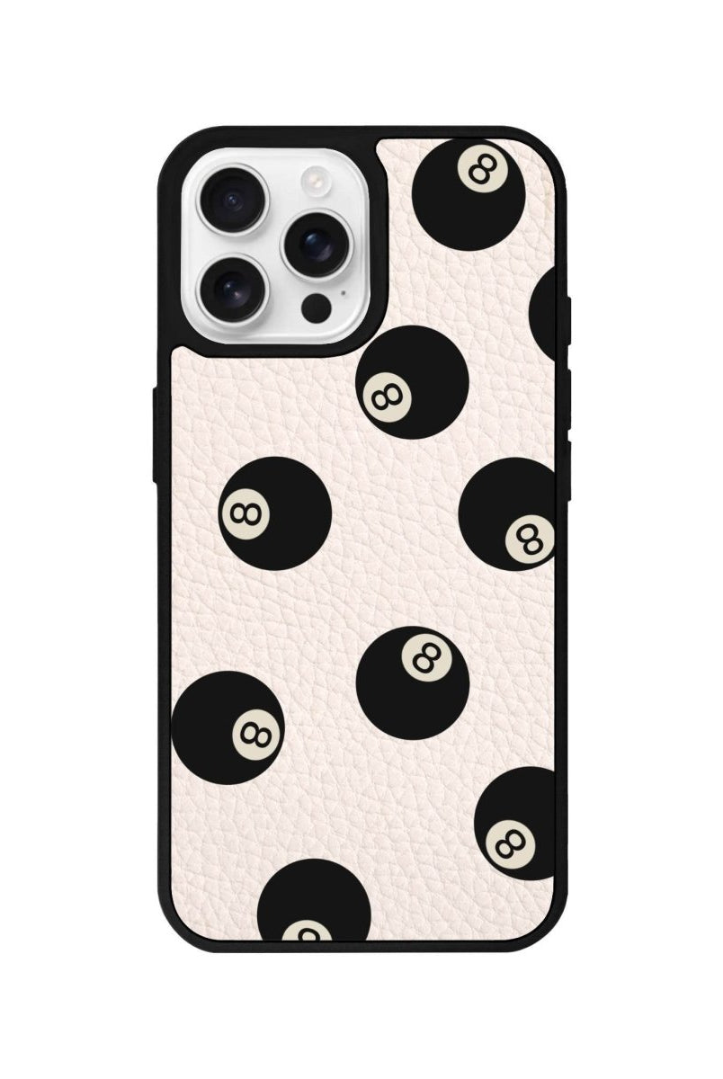 iPhone 16 Pro 8Ball Leather Vegan Deri Telefon Kılıfı Bej - SUMTHINCS