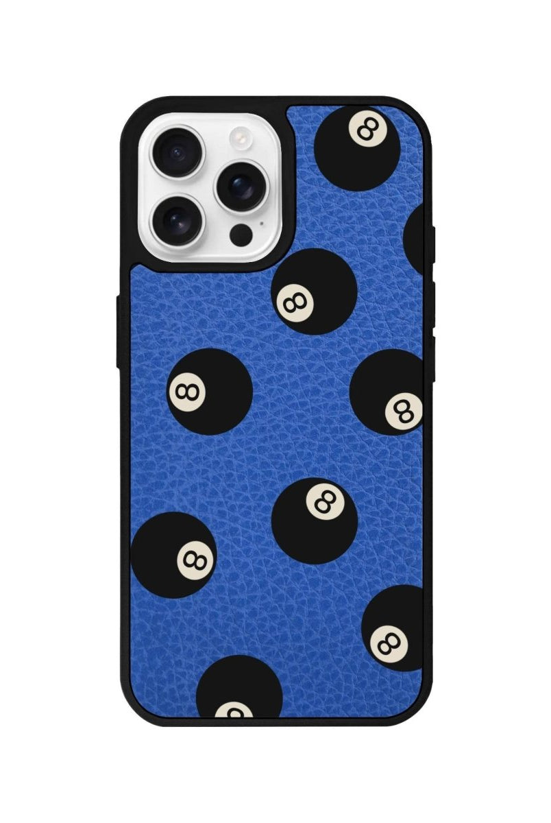 iPhone 16 Pro 8Ball Leather Vegan Deri Telefon Kılıfı Mavi - SUMTHINCS