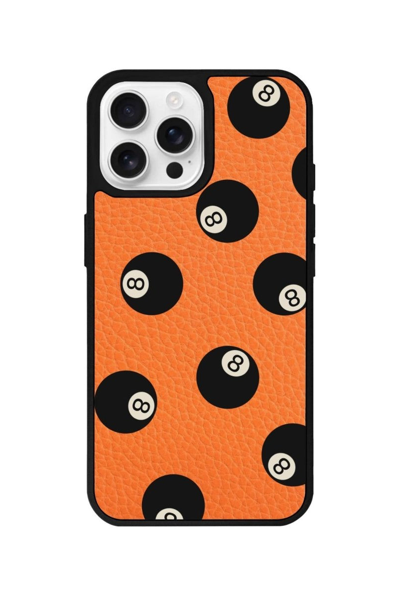 iPhone 16 Pro 8Ball Leather Vegan Deri Telefon Kılıfı Turuncu - SUMTHINCS