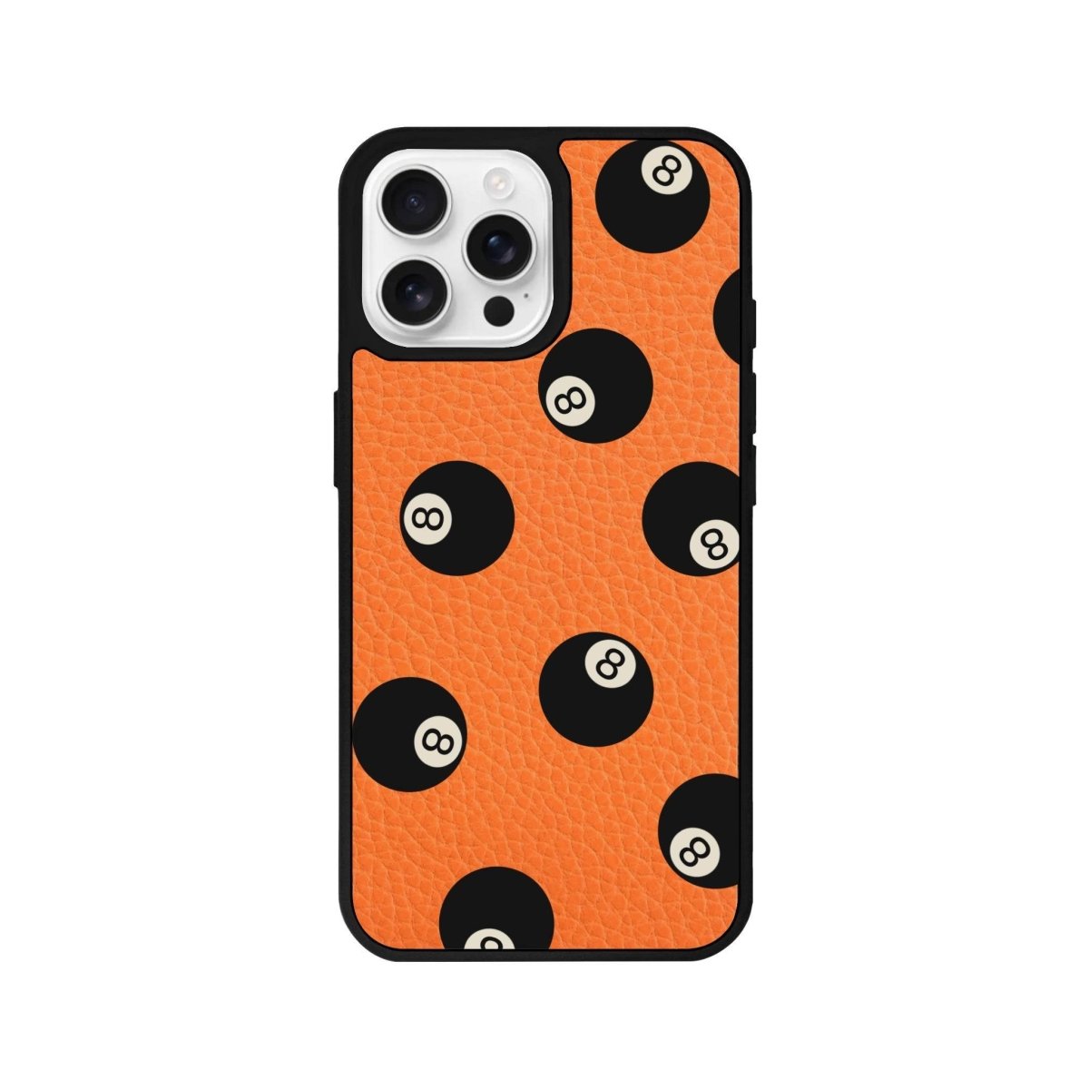 iPhone 16 Pro 8Ball Leather Vegan Deri Telefon Kılıfı Turuncu - SUMTHINCS