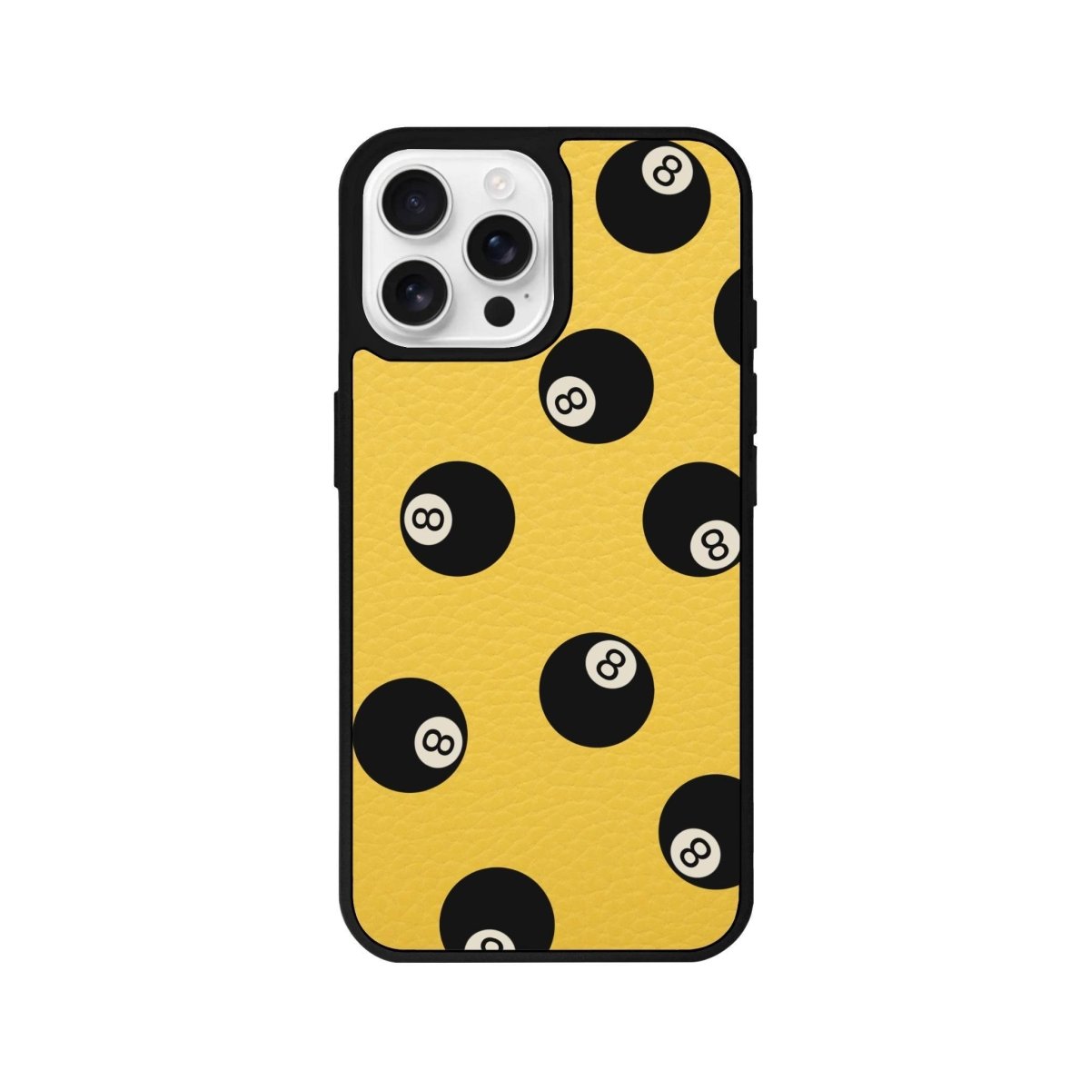 iPhone 16 Pro 8Ball Leather Vegan Deri Telefon Kılıfı Sarı - SUMTHINCS