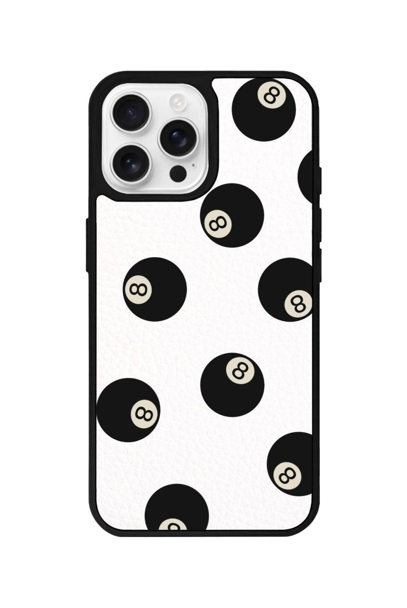 iPhone 16 Pro 8Ball Leather Vegan Deri Telefon Kılıfı Beyaz - SUMTHINCS