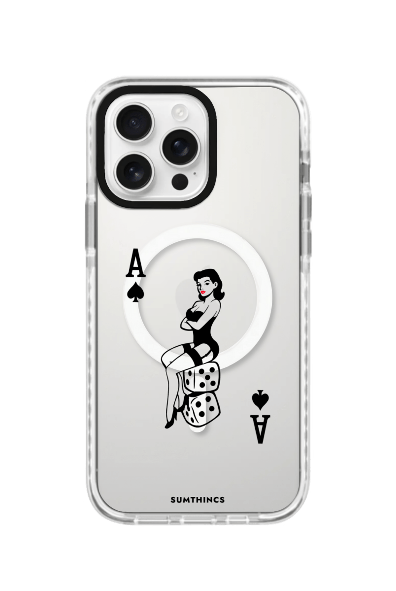 iPhone 16 Pro Ace Queen Magsafe Procase Şeffaf Telefon Kılıfı Beyaz Şeffaf - SUMTHINCS