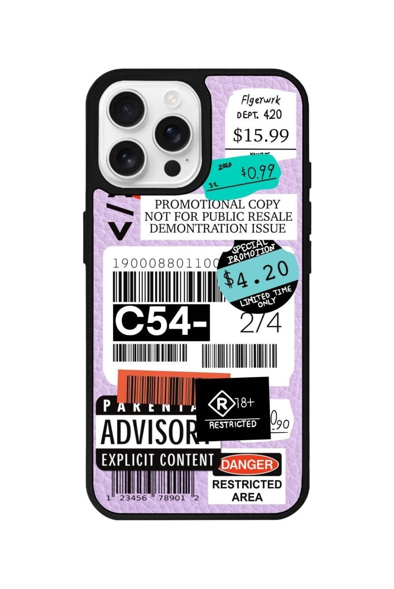 iPhone 16 Pro Barcode C54 Leather Vegan Deri Telefon Kılıfı Lila - SUMTHINCS