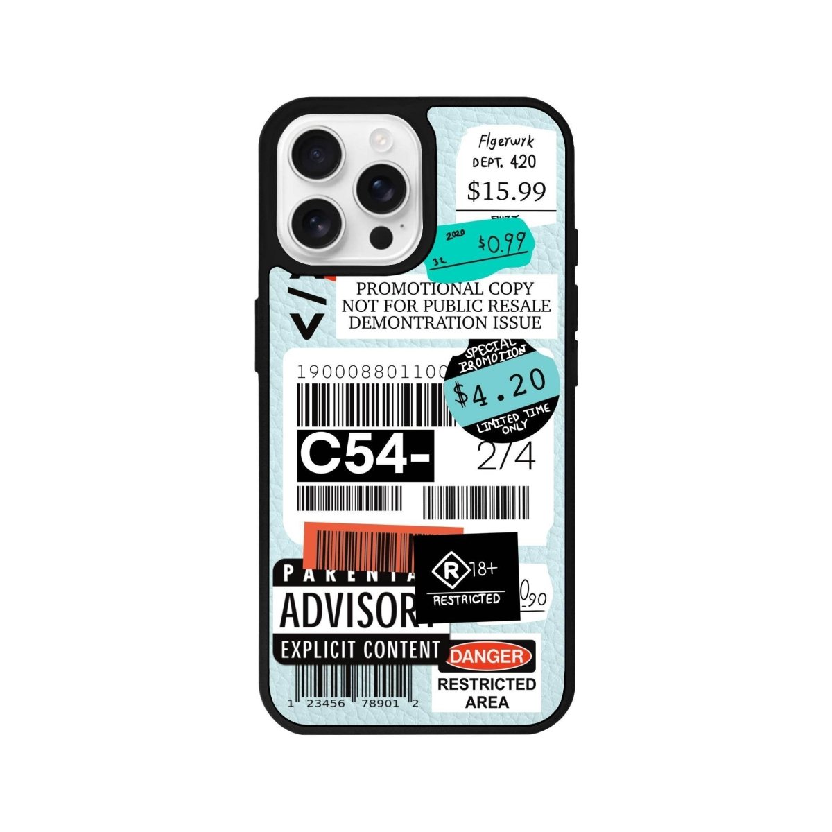 iPhone 16 Pro Barcode C54 Leather Vegan Deri Telefon Kılıfı Açık Mavi - SUMTHINCS