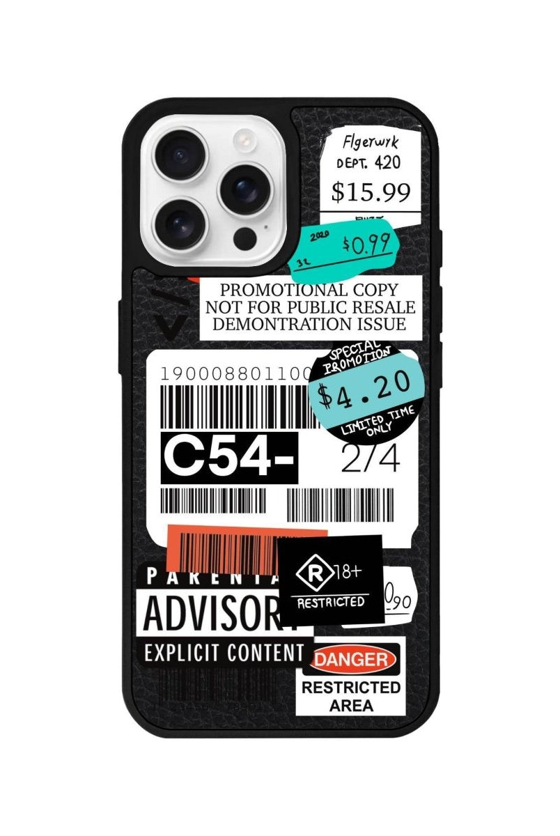 iPhone 16 Pro Barcode C54 Leather Vegan Deri Telefon Kılıfı Siyah - SUMTHINCS