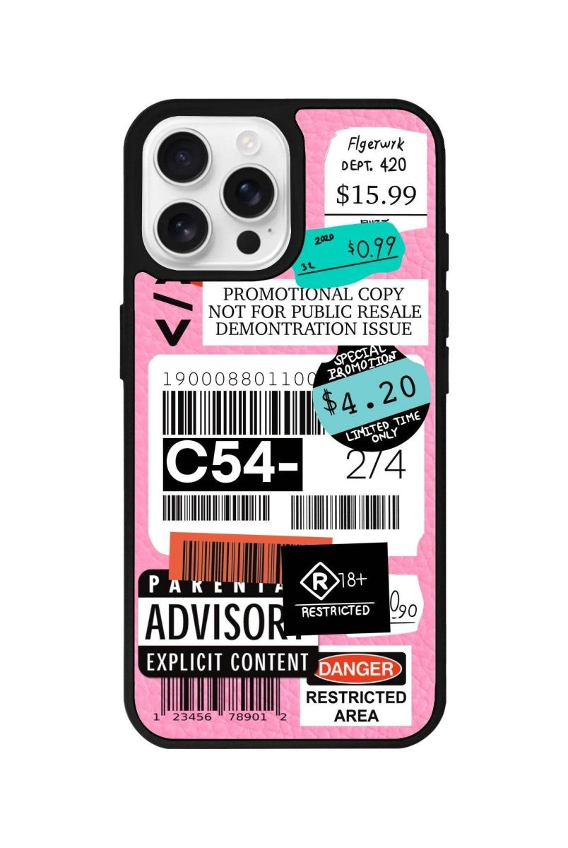 iPhone 16 Pro Barcode C54 Leather Vegan Deri Telefon Kılıfı Pembe - SUMTHINCS