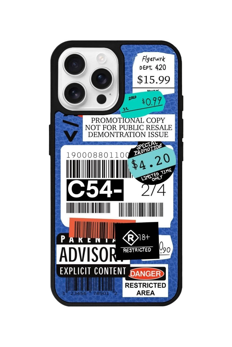 iPhone 16 Pro Barcode C54 Leather Vegan Deri Telefon Kılıfı Mavi - SUMTHINCS