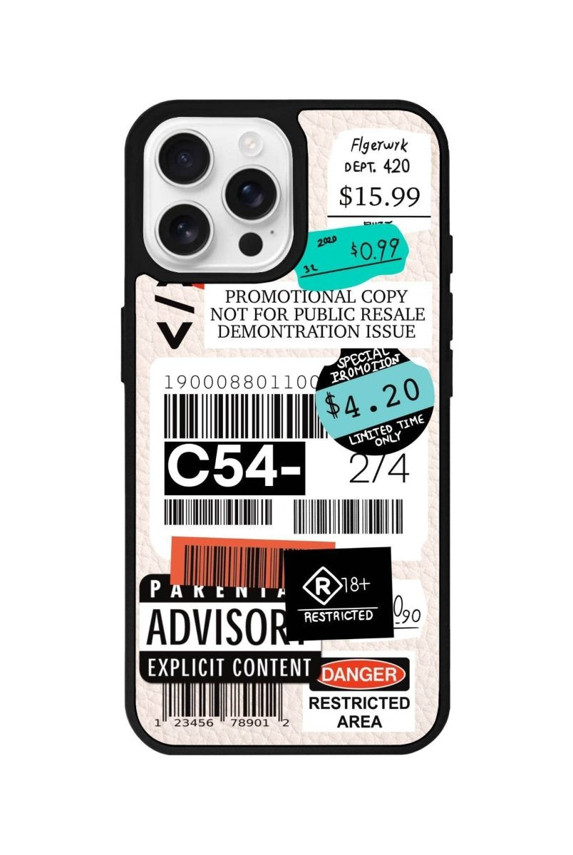 iPhone 16 Pro Barcode C54 Leather Vegan Deri Telefon Kılıfı Bej - SUMTHINCS