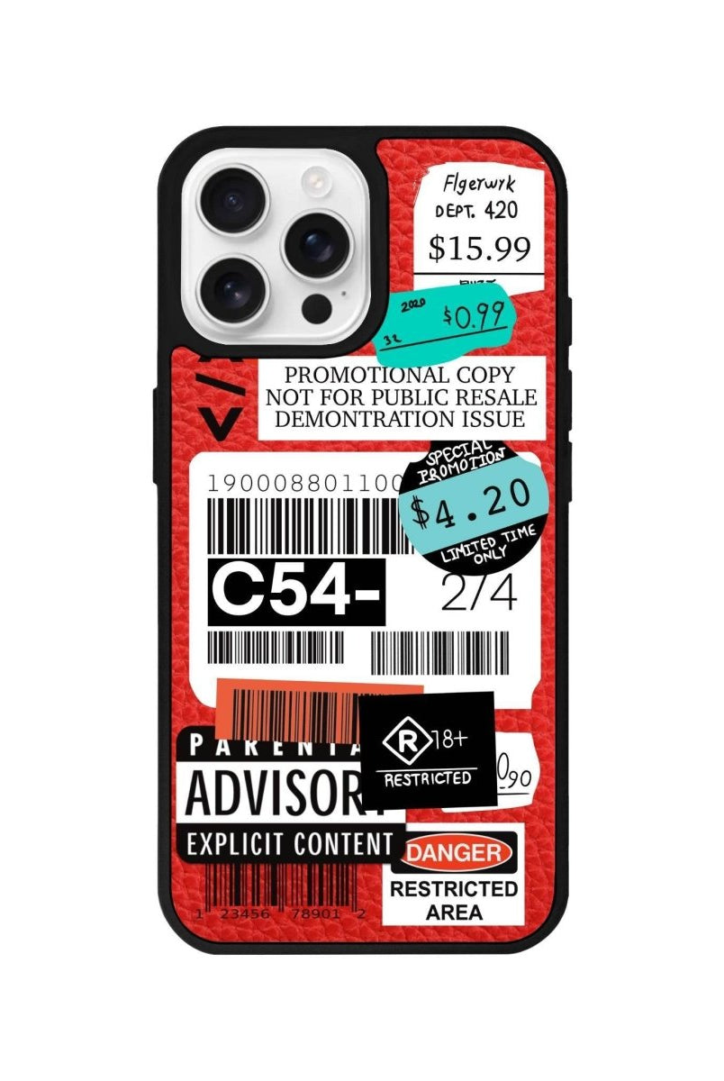 iPhone 16 Pro Barcode C54 Leather Vegan Deri Telefon Kılıfı Kırmızı - SUMTHINCS