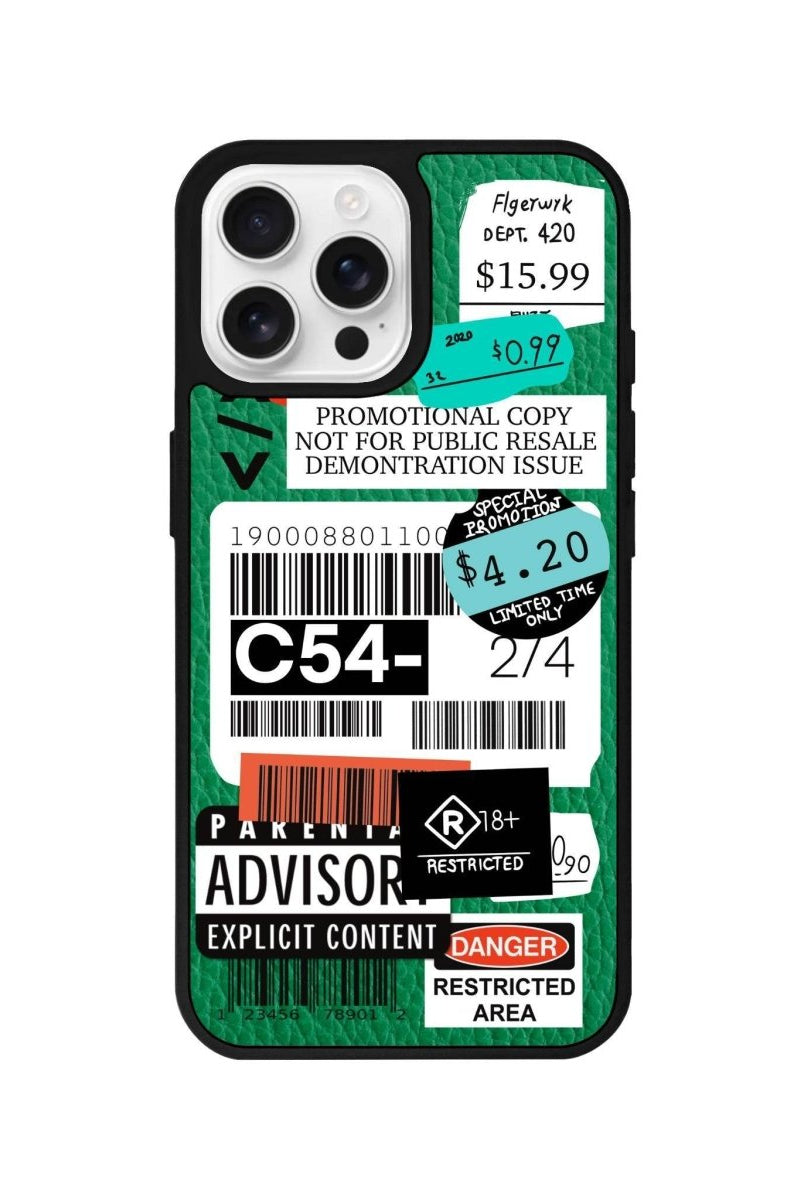 iPhone 16 Pro Barcode C54 Leather Vegan Deri Telefon Kılıfı Yeşil - SUMTHINCS