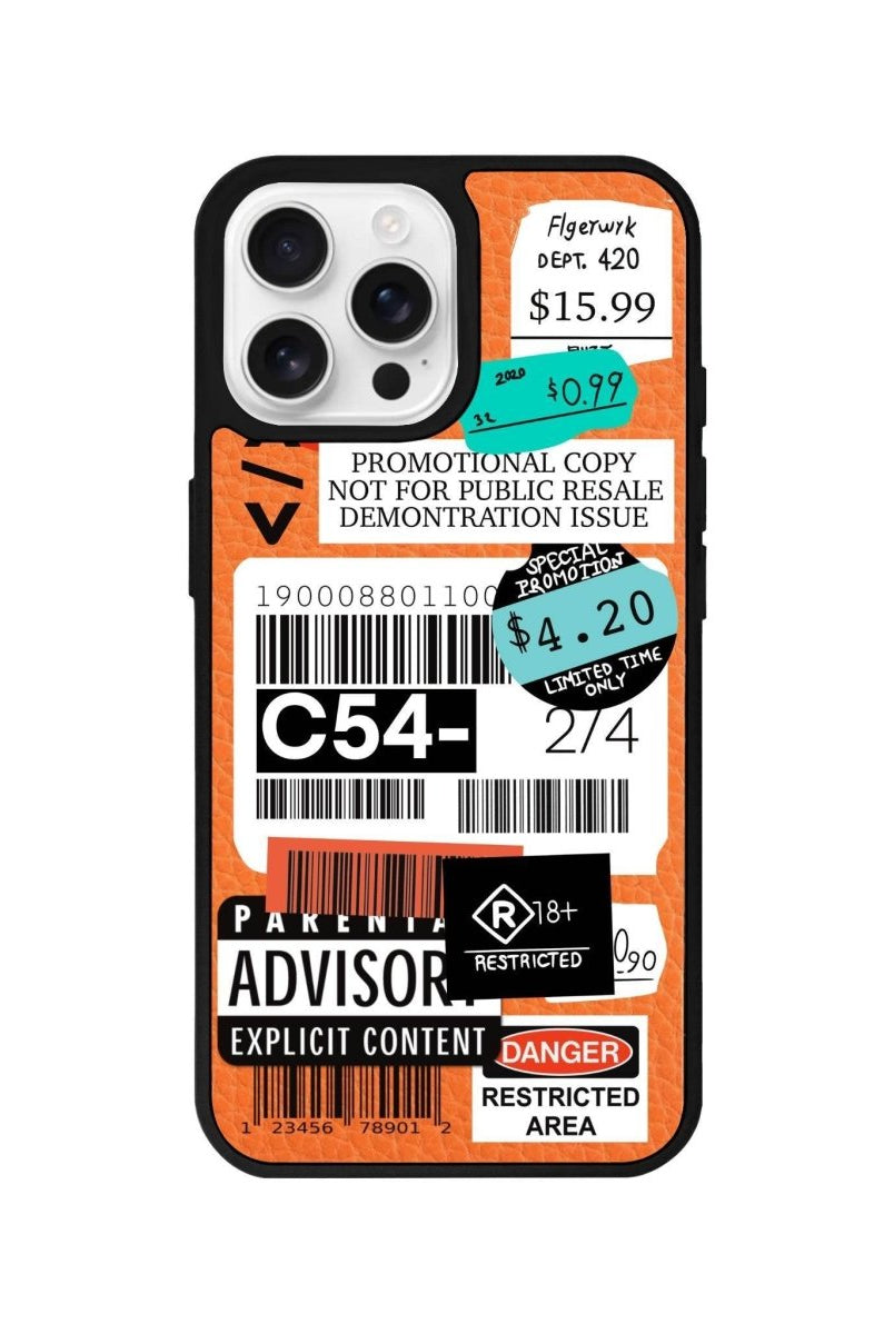 iPhone 16 Pro Barcode C54 Leather Vegan Deri Telefon Kılıfı Turuncu - SUMTHINCS