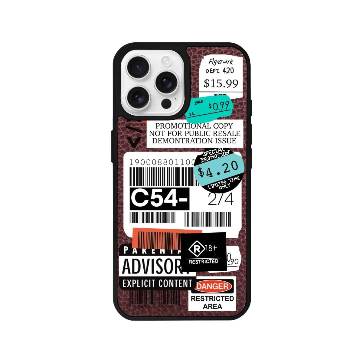 iPhone 16 Pro Barcode C54 Leather Vegan Deri Telefon Kılıfı Bordo - SUMTHINCS