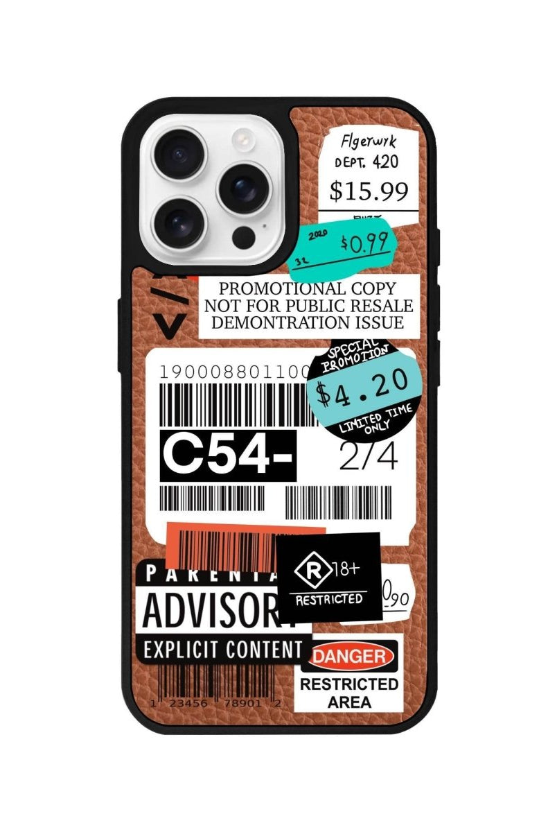 iPhone 16 Pro Barcode C54 Leather Vegan Deri Telefon Kılıfı Kahverengi - SUMTHINCS