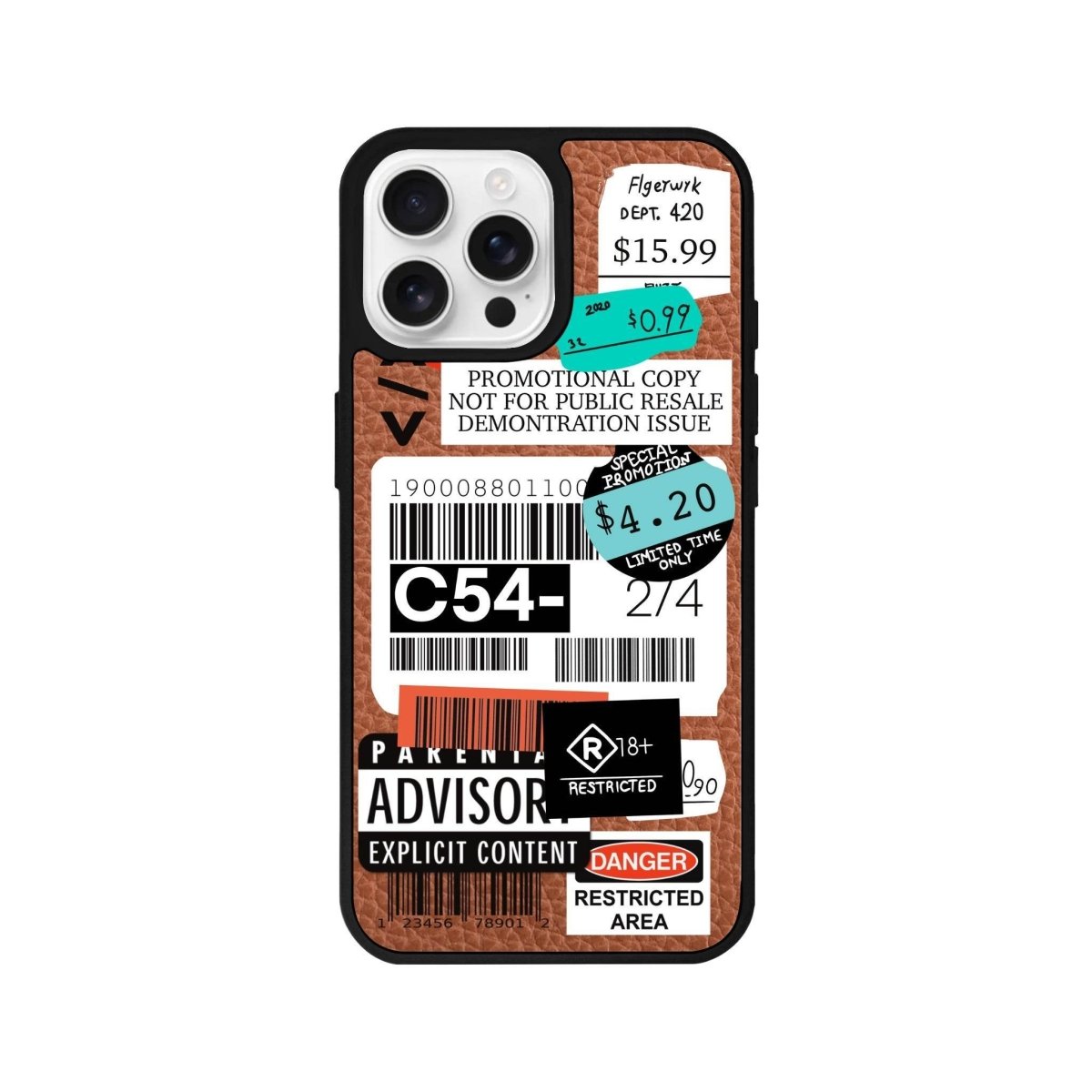 iPhone 16 Pro Barcode C54 Leather Vegan Deri Telefon Kılıfı Kahverengi - SUMTHINCS