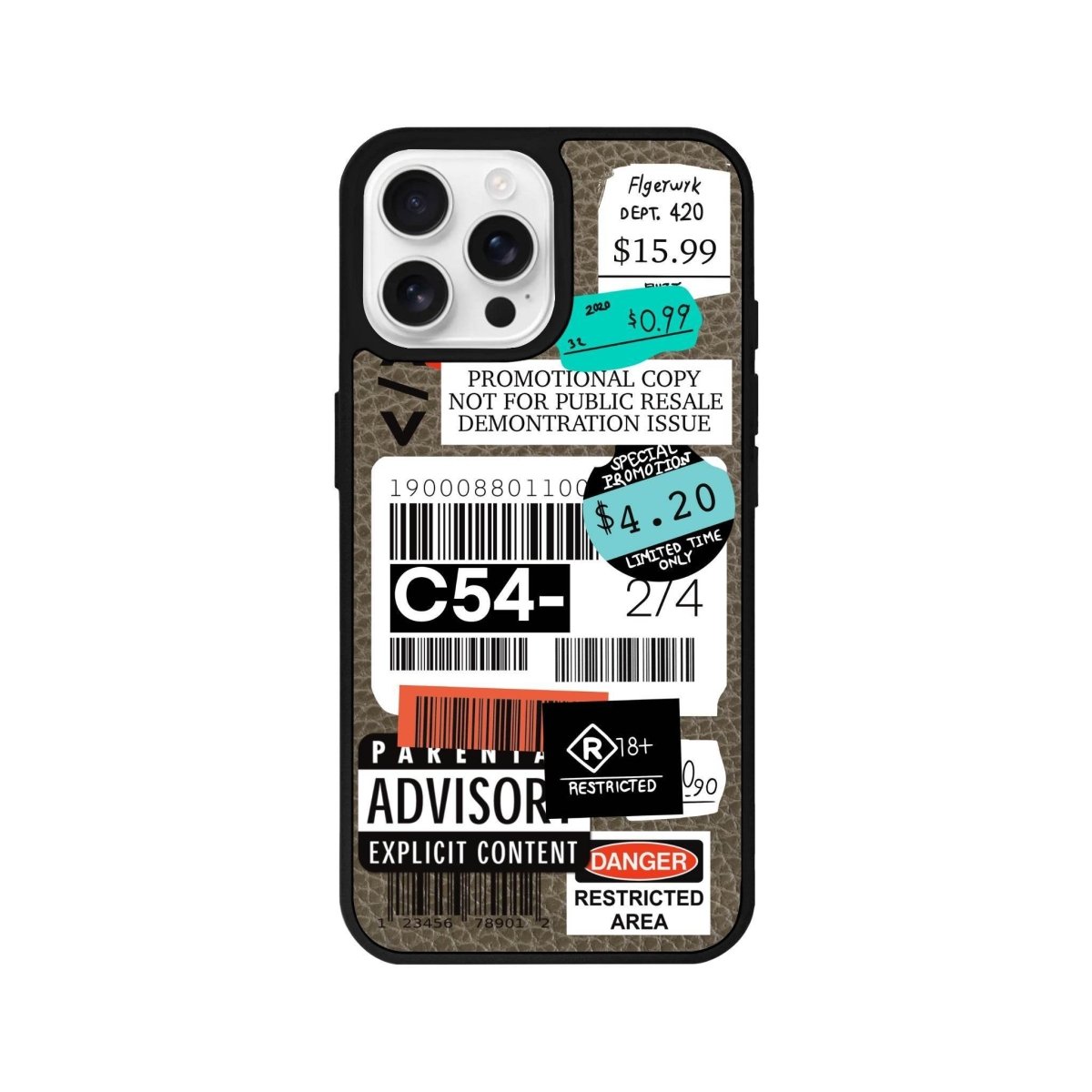 iPhone 16 Pro Barcode C54 Leather Vegan Deri Telefon Kılıfı Haki - SUMTHINCS