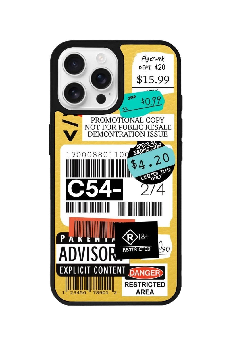 iPhone 16 Pro Barcode C54 Leather Vegan Deri Telefon Kılıfı Sarı - SUMTHINCS