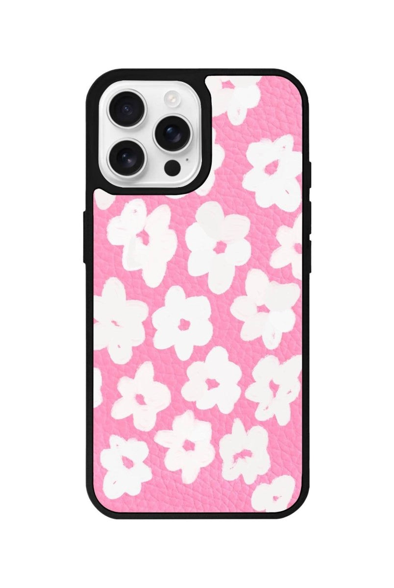 iPhone 16 Pro Blossoms Leather Vegan Deri Telefon Kılıfı Pembe - SUMTHINCS