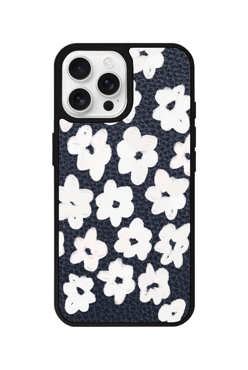 iPhone 16 Pro Blossoms Leather Vegan Deri Telefon Kılıfı Pasifik Mavi - SUMTHINCS