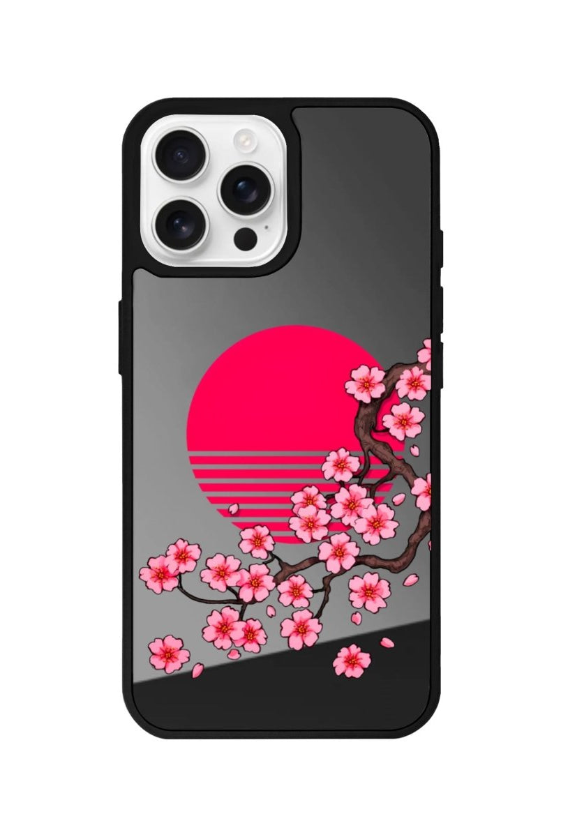 iPhone 16 Pro Cherry Blossom Dawn Mirror Aynalı Telefon Kılıfı Antrasit - SUMTHINCS