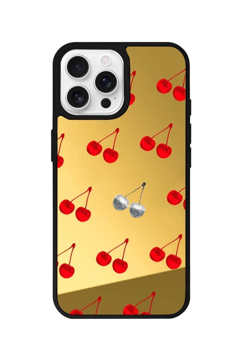 iPhone 16 Pro Disco Cherry Mirror Aynalı Telefon Kılıfı Altın - SUMTHINCS