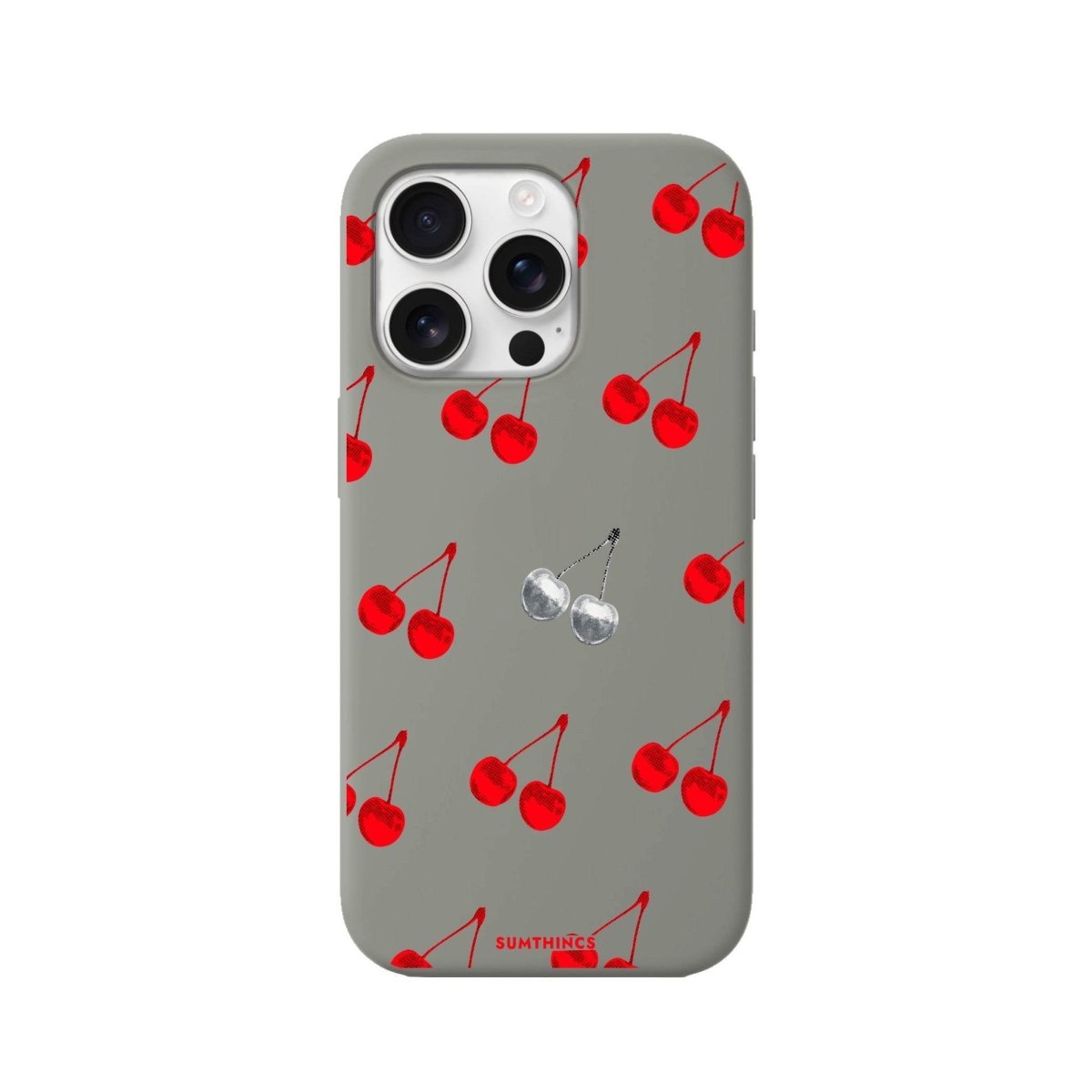 iPhone 16 Pro Disco Cherry Premium Telefon Kılıfı Gri - SUMTHINCS