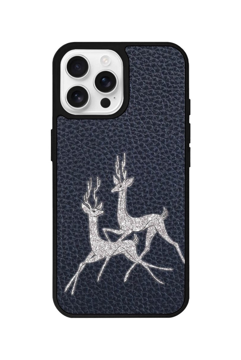 iPhone 16 Pro Disco Deers Leather Vegan Deri Telefon Kılıfı Pasifik Mavi - SUMTHINCS