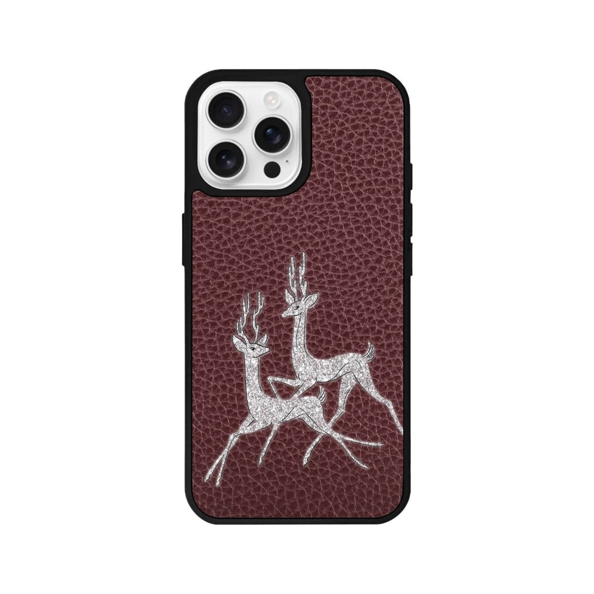 iPhone 16 Pro Disco Deers Leather Vegan Deri Telefon Kılıfı Bordo - SUMTHINCS