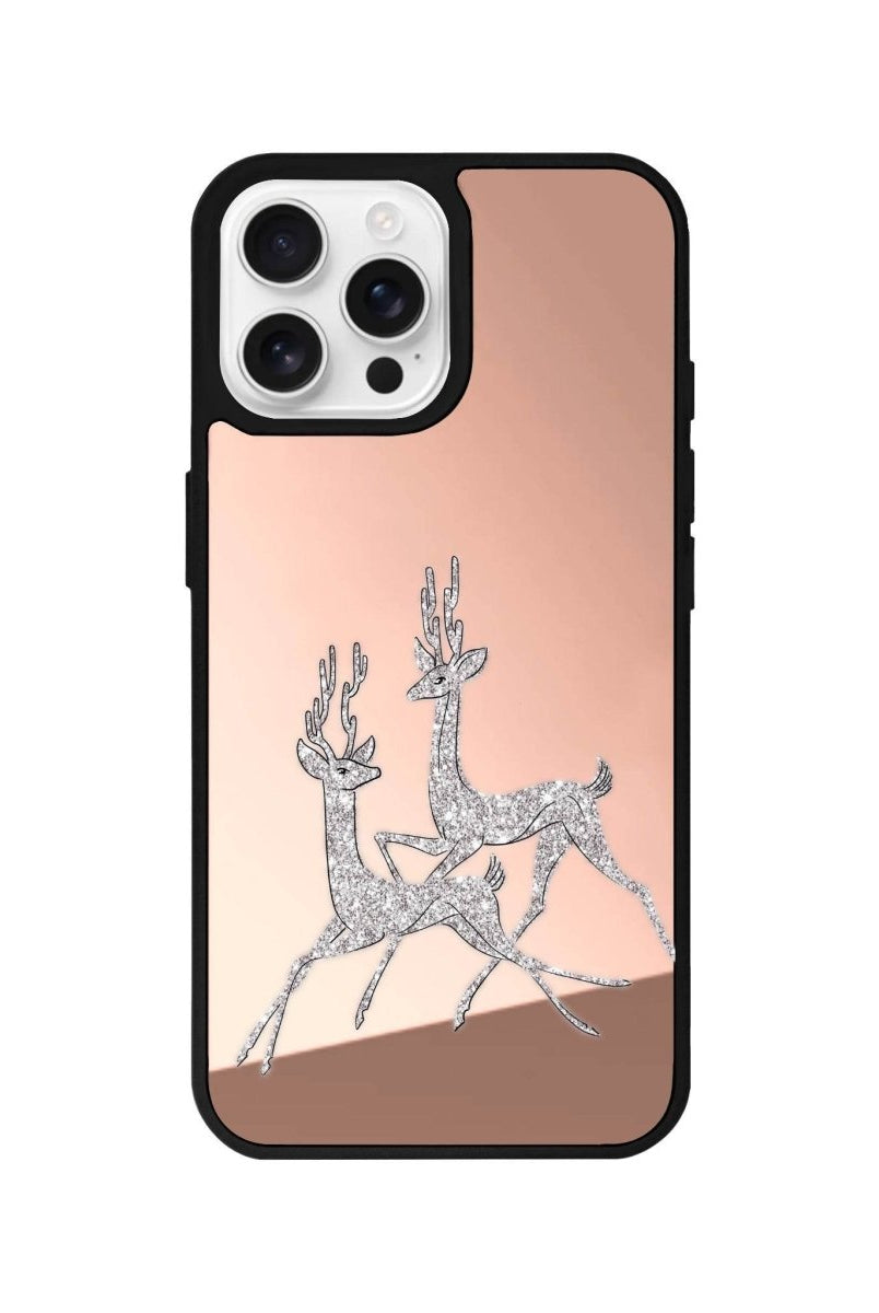 iPhone 16 Pro Disco Deers Mirror Aynalı Telefon Kılıfı Metalik Pembe - SUMTHINCS