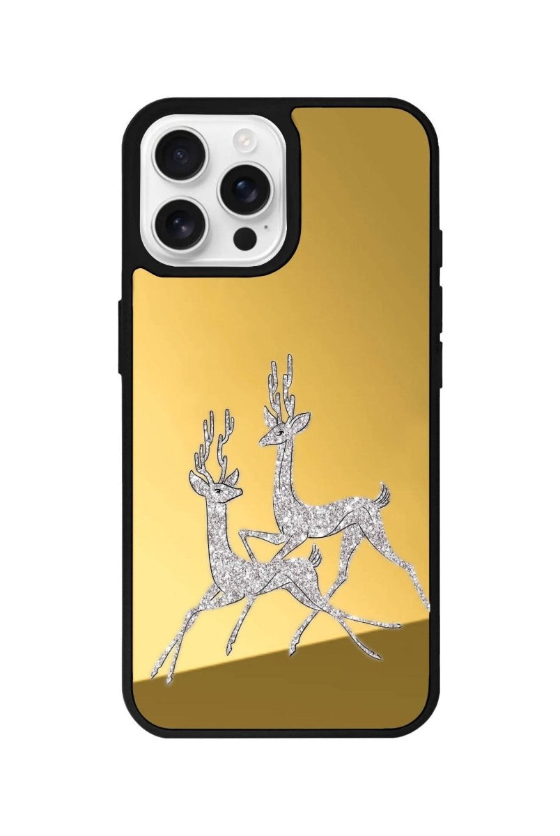 iPhone 16 Pro Disco Deers Mirror Aynalı Telefon Kılıfı Altın - SUMTHINCS